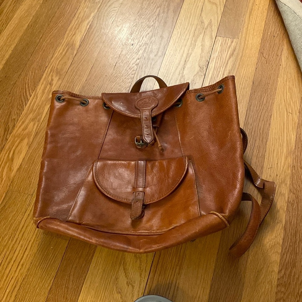 Vintage Italian leather bucket knapsack backpack